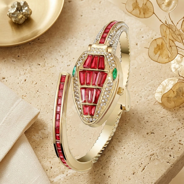 Ruby-Red Serpent Luxe Cuff Watch