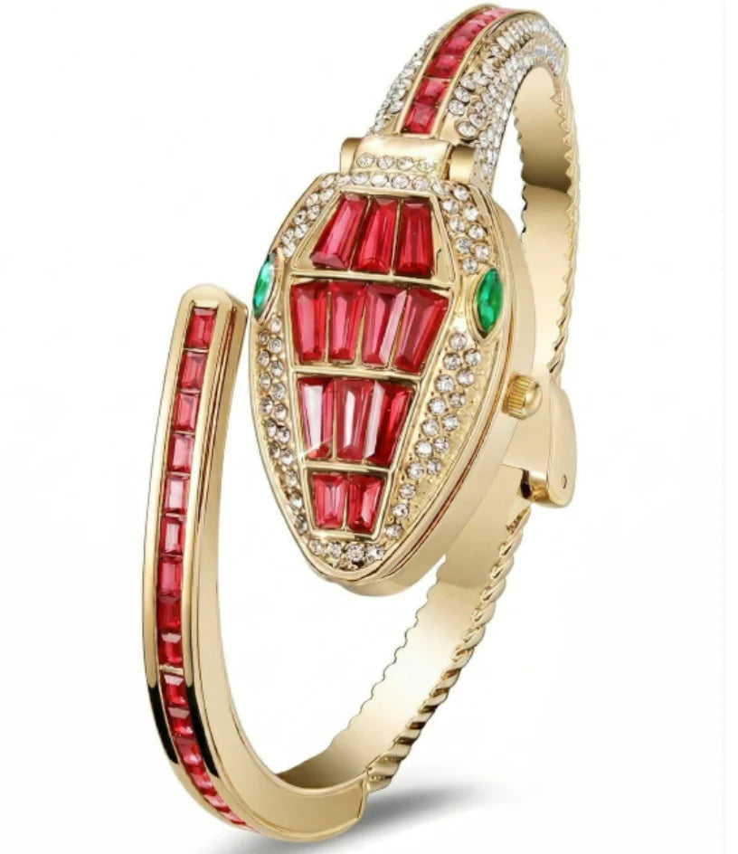 Ruby-Red Serpent Luxe Cuff Watch