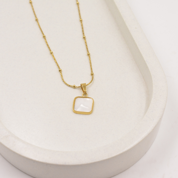 Ivory Square Charm Set with Earrings