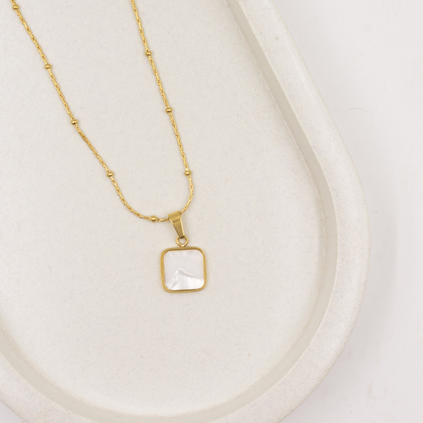 Ivory Square Charm Set with Earrings