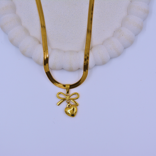 Bow Heart Necklace