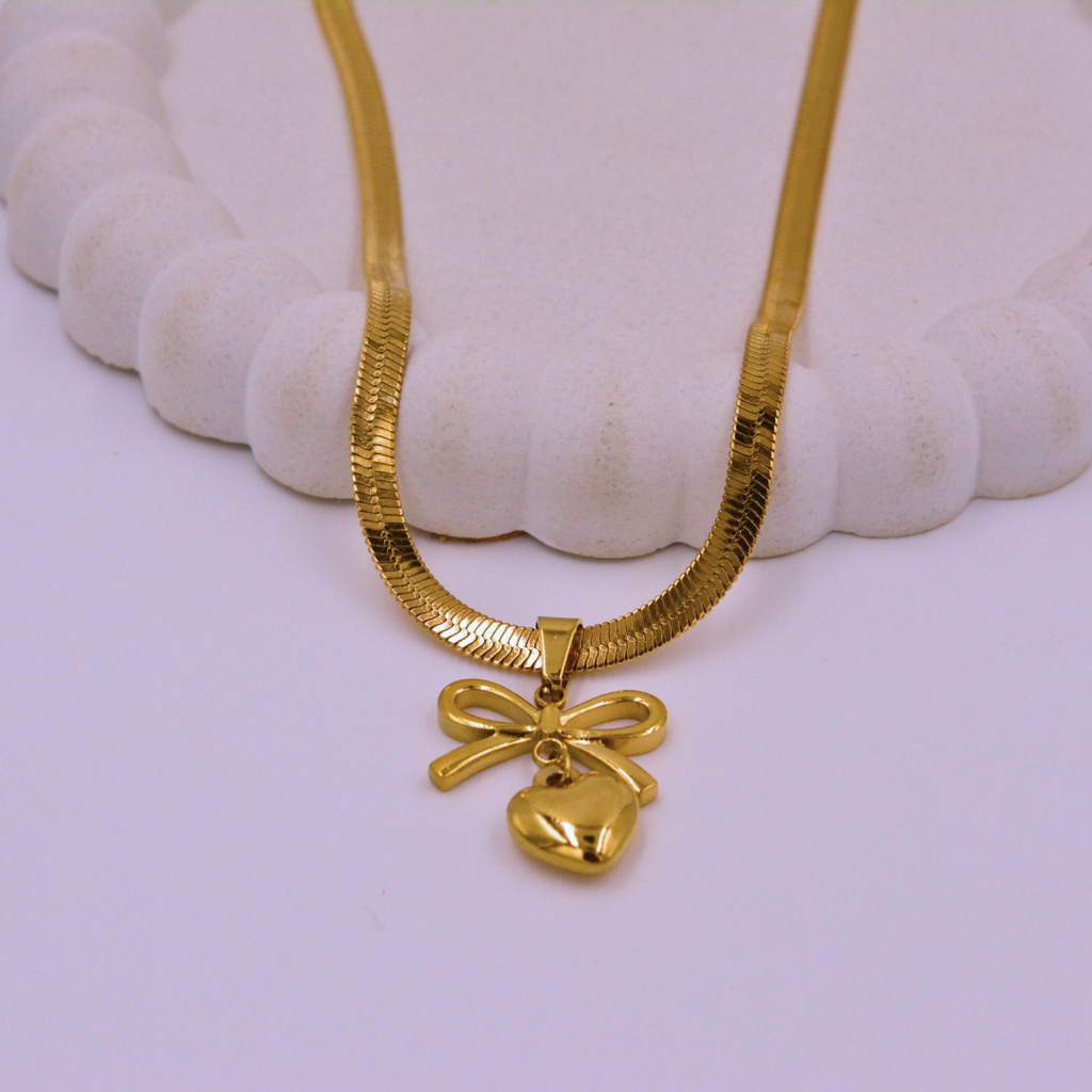 Bow Heart Necklace