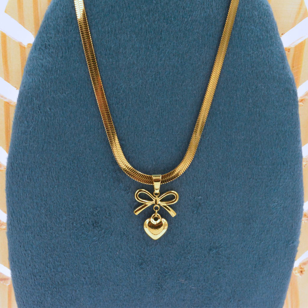 Bow Heart Necklace