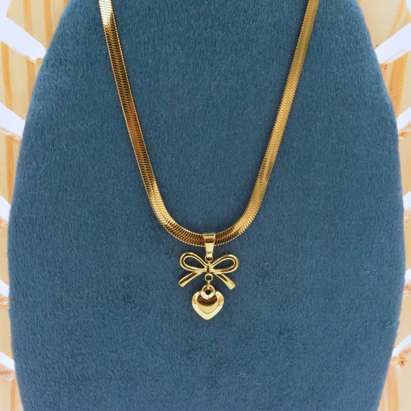 Bow Heart Necklace