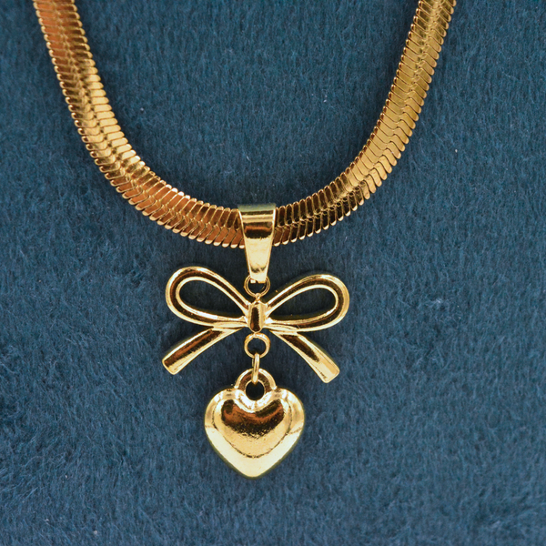 Bow Heart Necklace