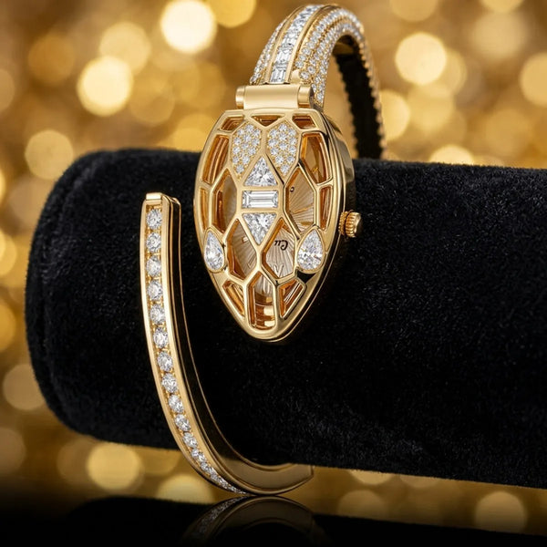 Diamond-White Open-Work Serpent Luxe Watch