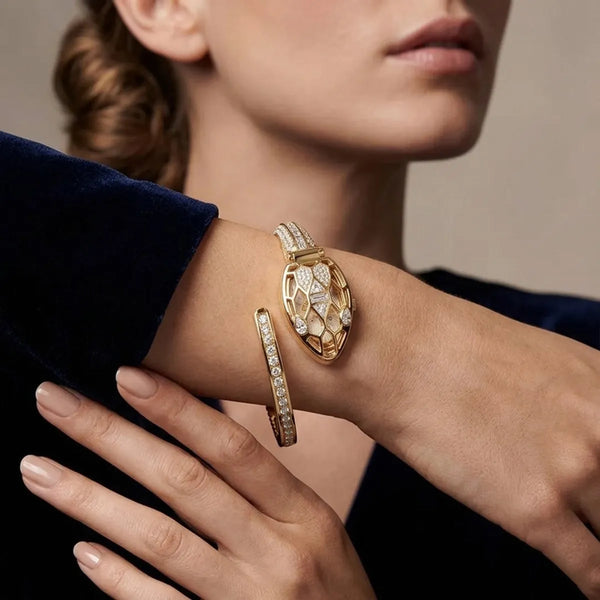 Diamond-White Open-Work Serpent Luxe Watch