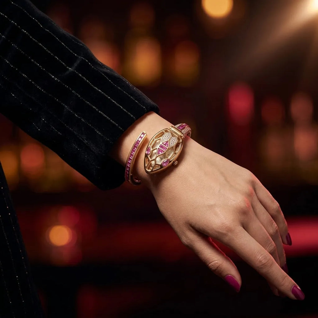 Pink Sapphire Open-Work Serpent Luxe Watch