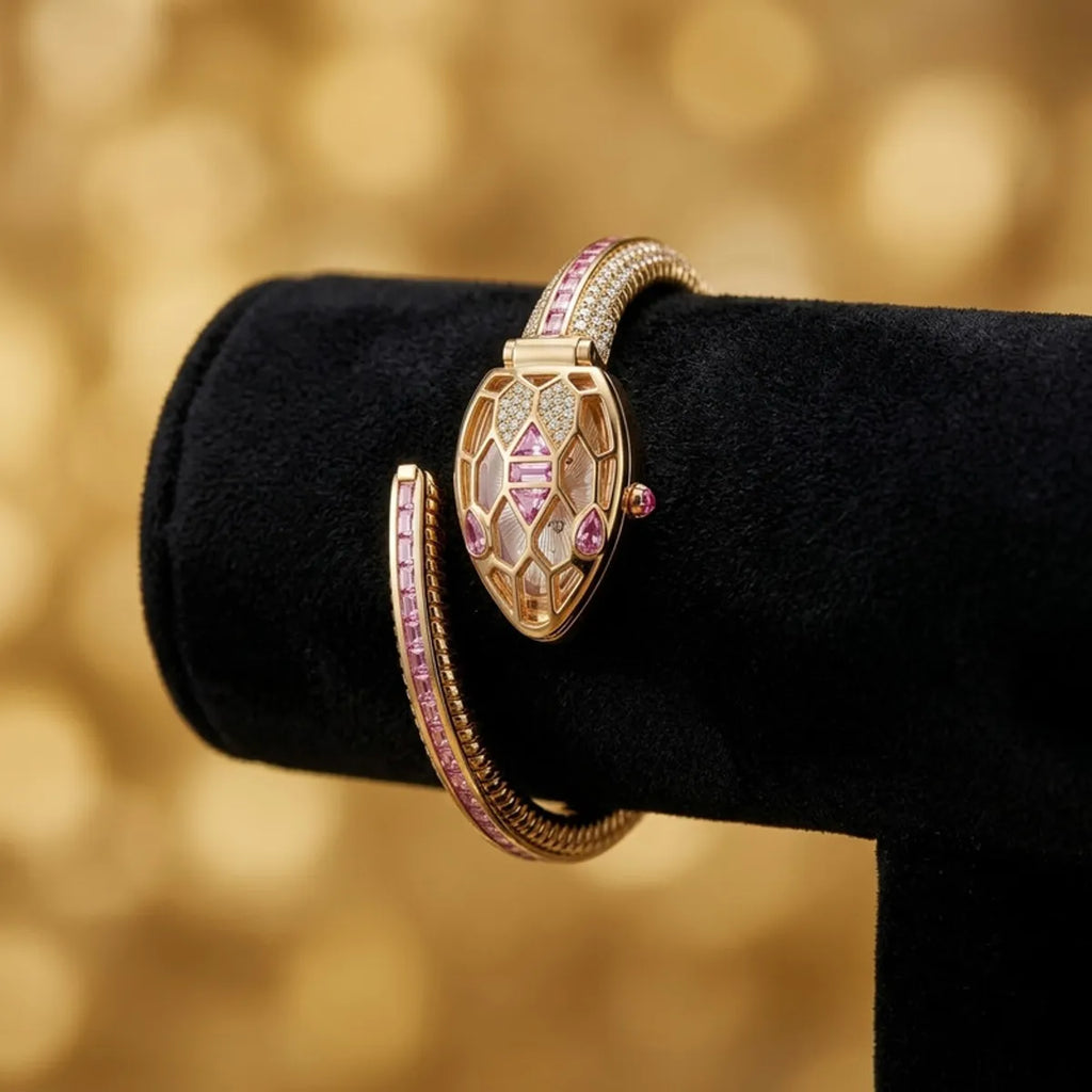 Pink Sapphire Open-Work Serpent Luxe Watch