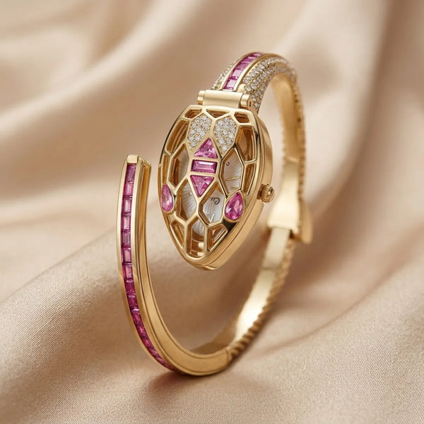 Pink Sapphire Open-Work Serpent Luxe Watch