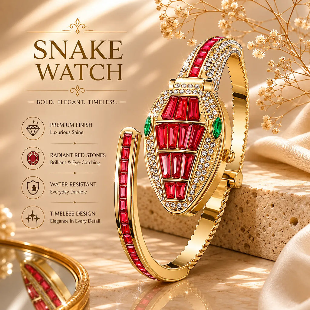 Ruby-Red Serpent Luxe Cuff Watch