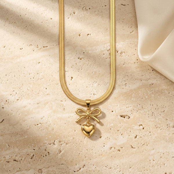 Bow Heart Necklace