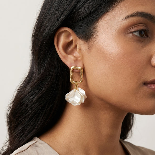 Golden Frame Blossom Earrings