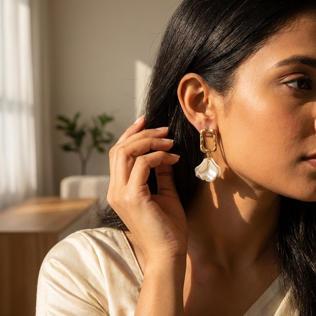 Golden Frame Blossom Earrings