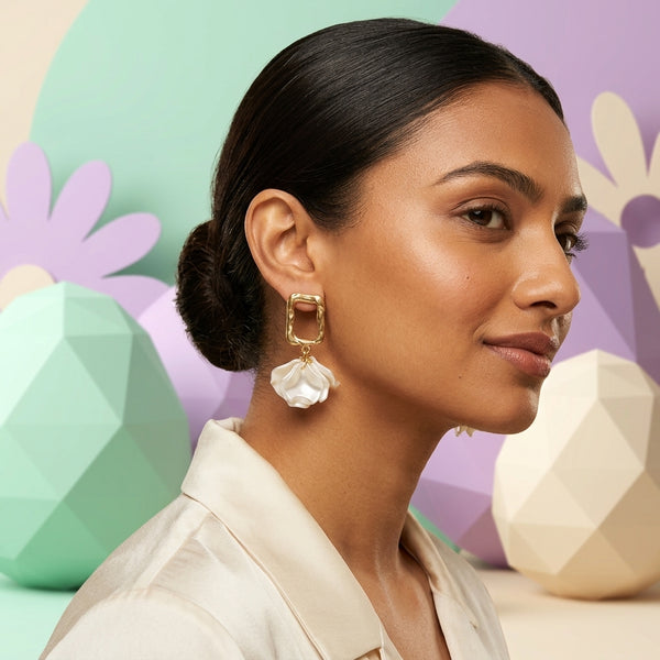 Golden Frame Blossom Earrings