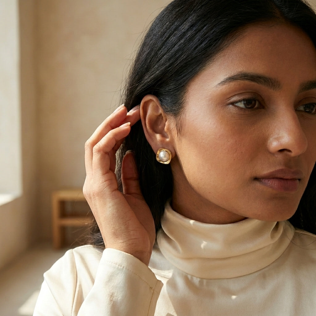 Round Pearl Earring