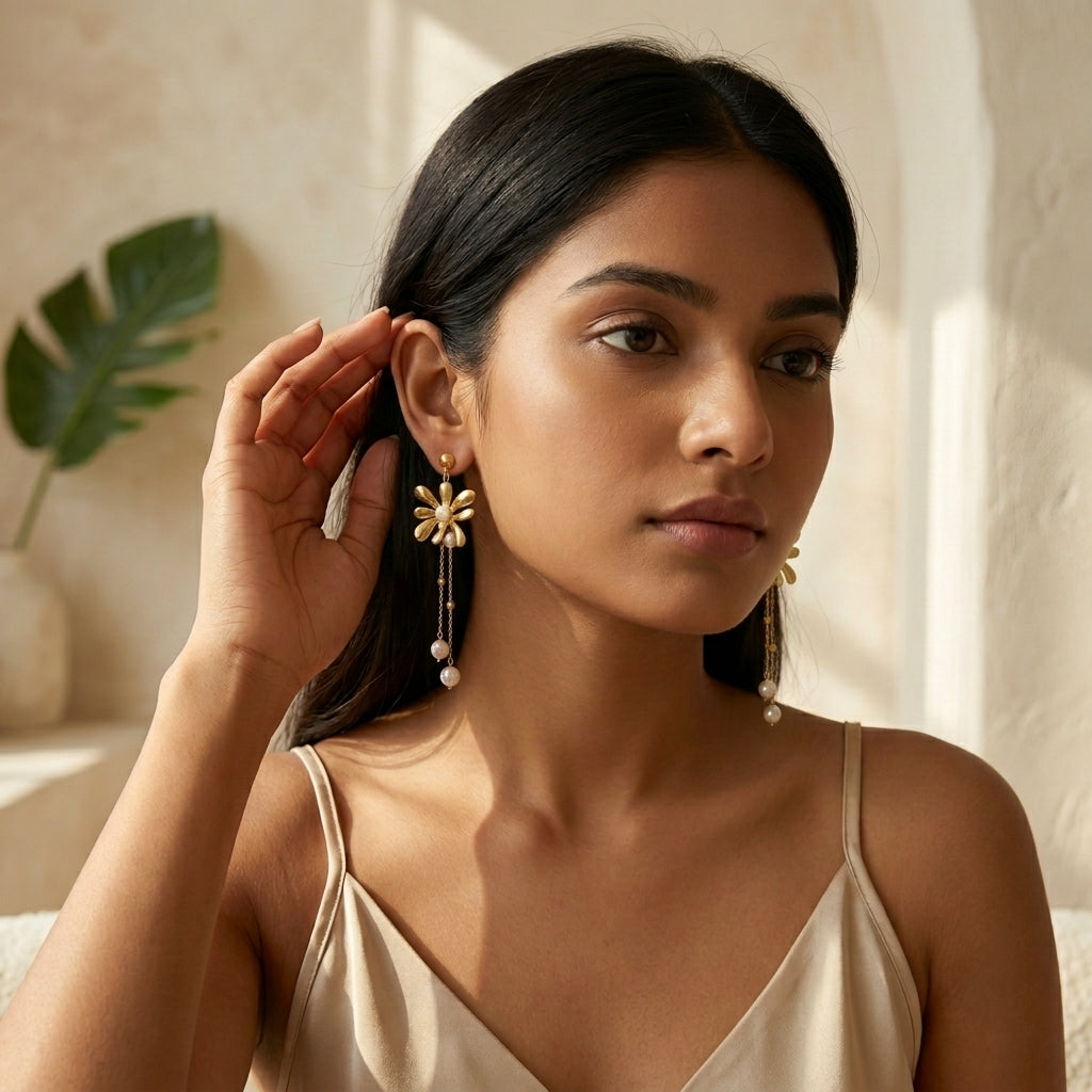Gardenia Pearl Drop Earring