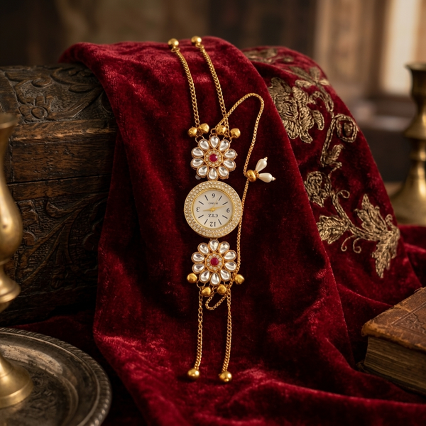 The Gulzar Floral Kundan Bracelet Watch