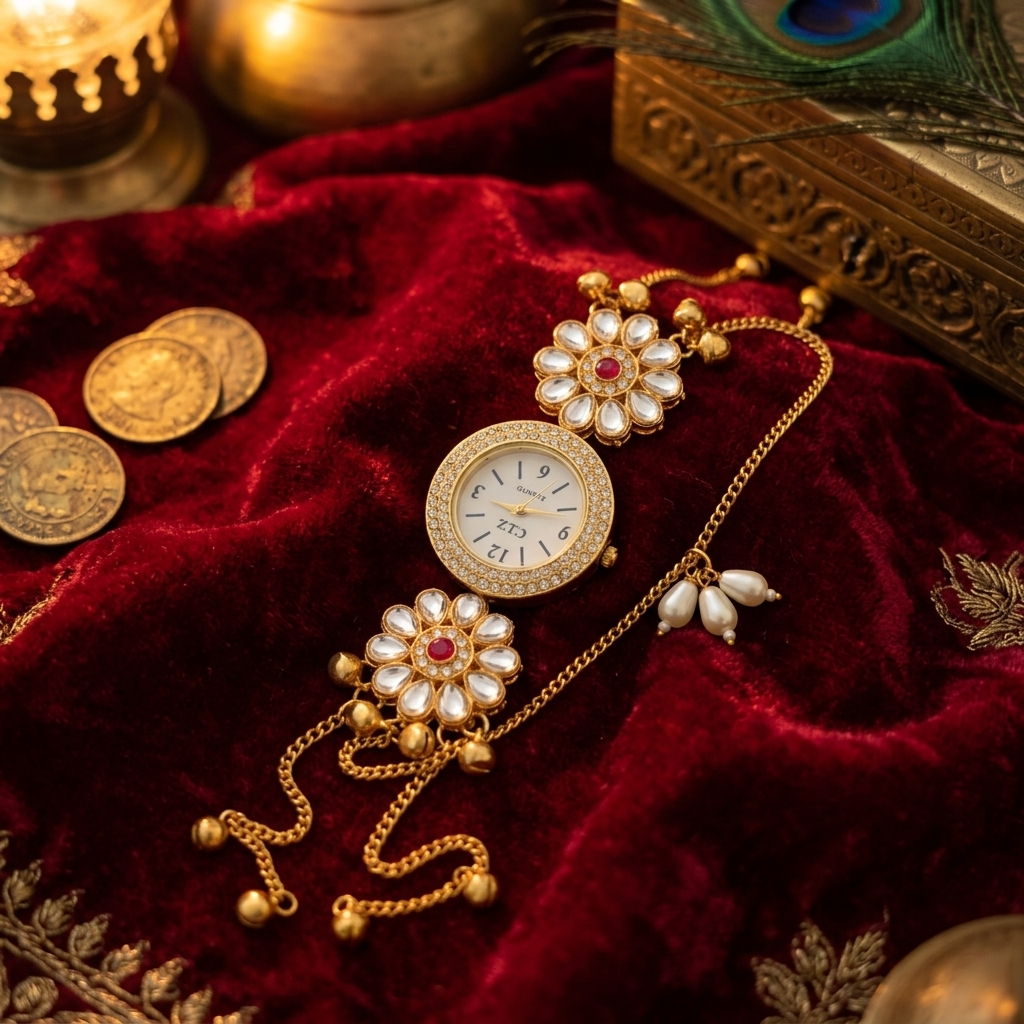 The Gulzar Floral Kundan Bracelet Watch