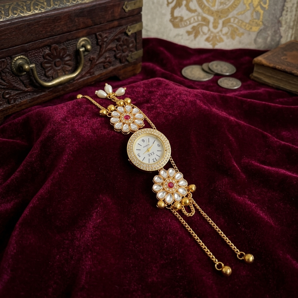 The Gulzar Floral Kundan Bracelet Watch