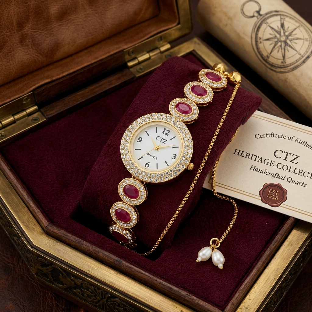 The Ruby Oval Gemstone Heritage Bracelet Watch