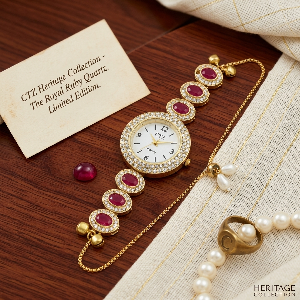 The Ruby Oval Gemstone Heritage Bracelet Watch