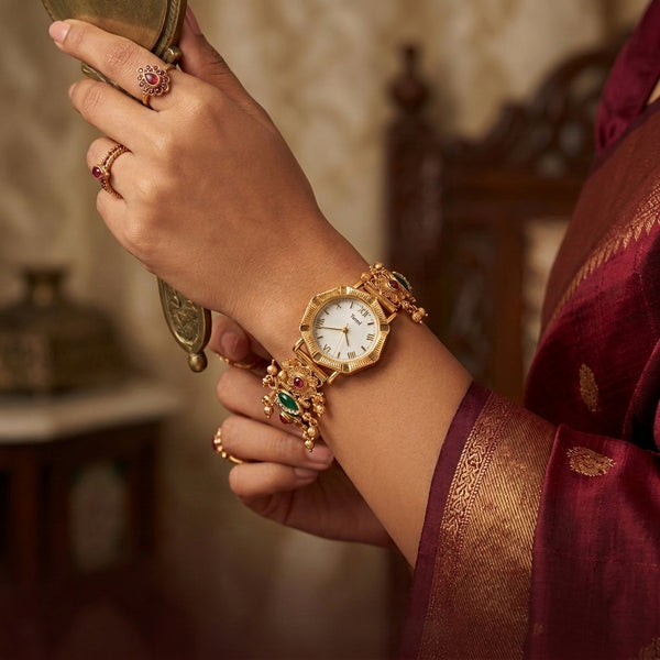Antique Rajwadi Octagonal Dial Bracelet Watch for Women
