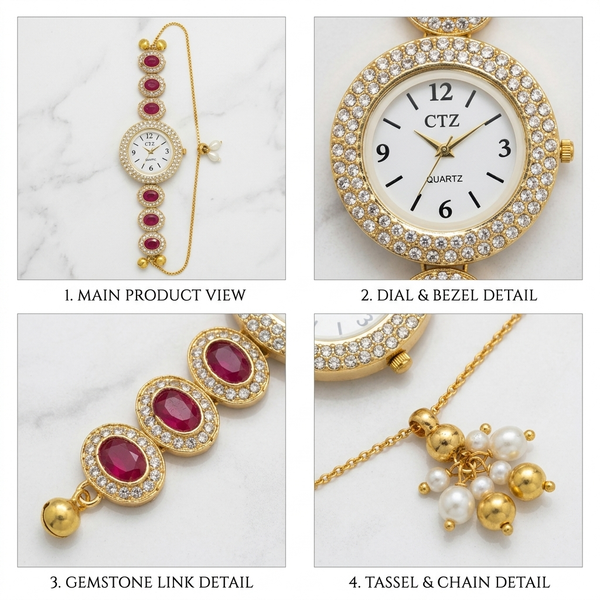 The Ruby Oval Gemstone Heritage Bracelet Watch