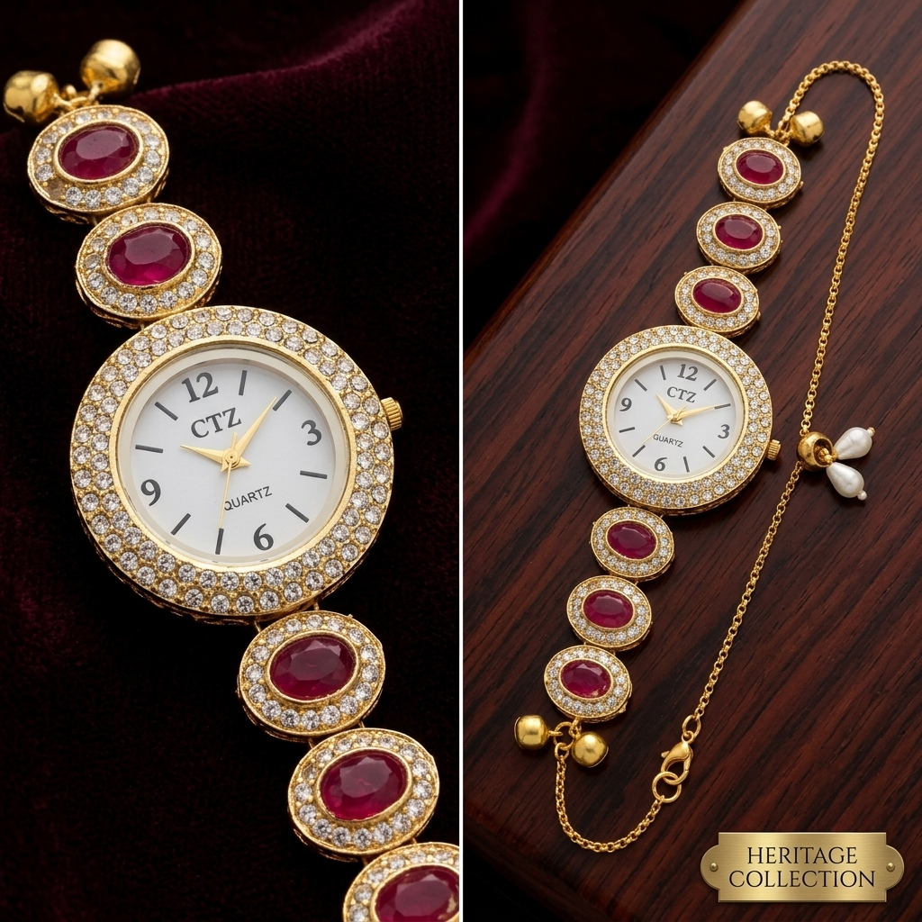 The Ruby Oval Gemstone Heritage Bracelet Watch