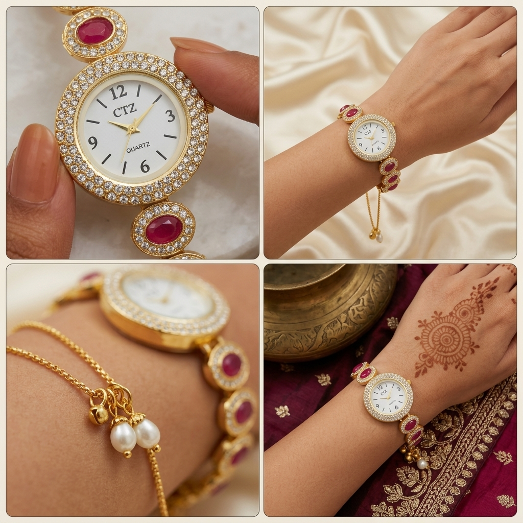 The Ruby Oval Gemstone Heritage Bracelet Watch