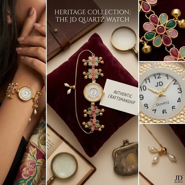 The Navratna Floral Gemstone Heritage Bracelet Watch