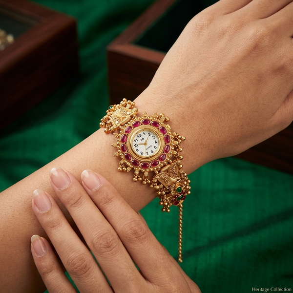 The Imperial Ruby Halo Filigree Heritage Bracelet Watch