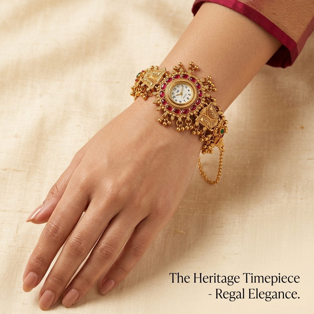 The Imperial Ruby Halo Filigree Heritage Bracelet Watch