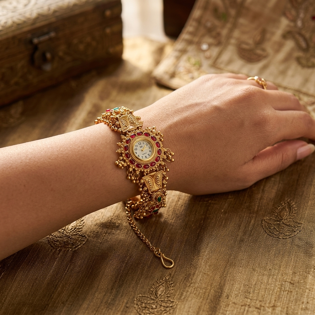 The Imperial Ruby Halo Filigree Heritage Bracelet Watch