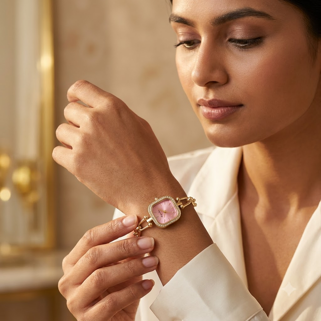 Luxe Ball-Pin Link Rose Watch