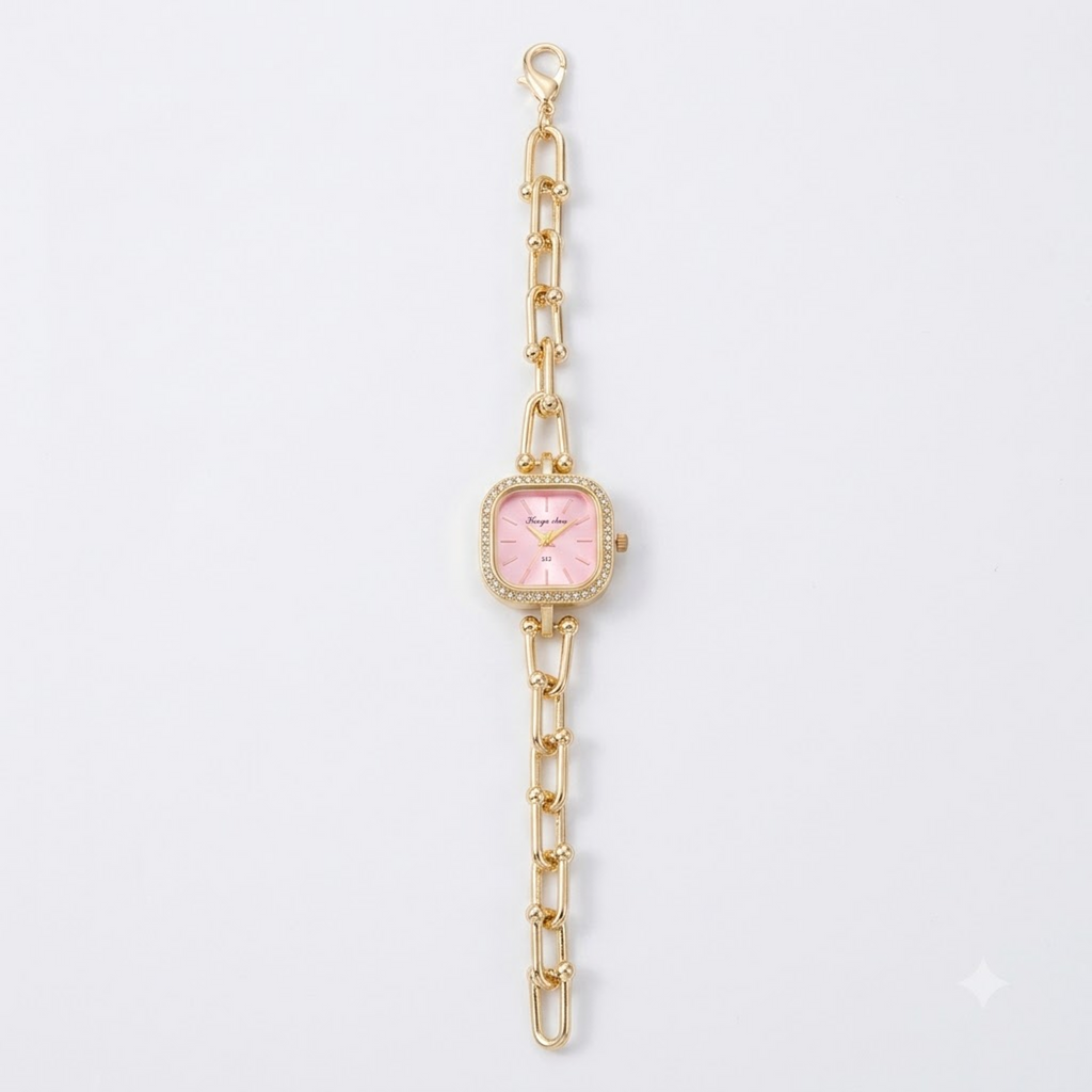 Luxe Ball-Pin Link Rose Watch