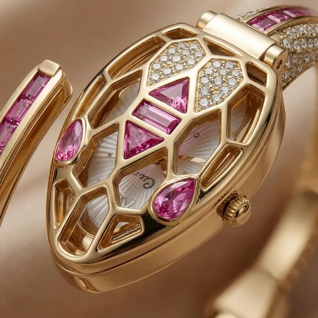 Pink Sapphire Open-Work Serpent Luxe Watch